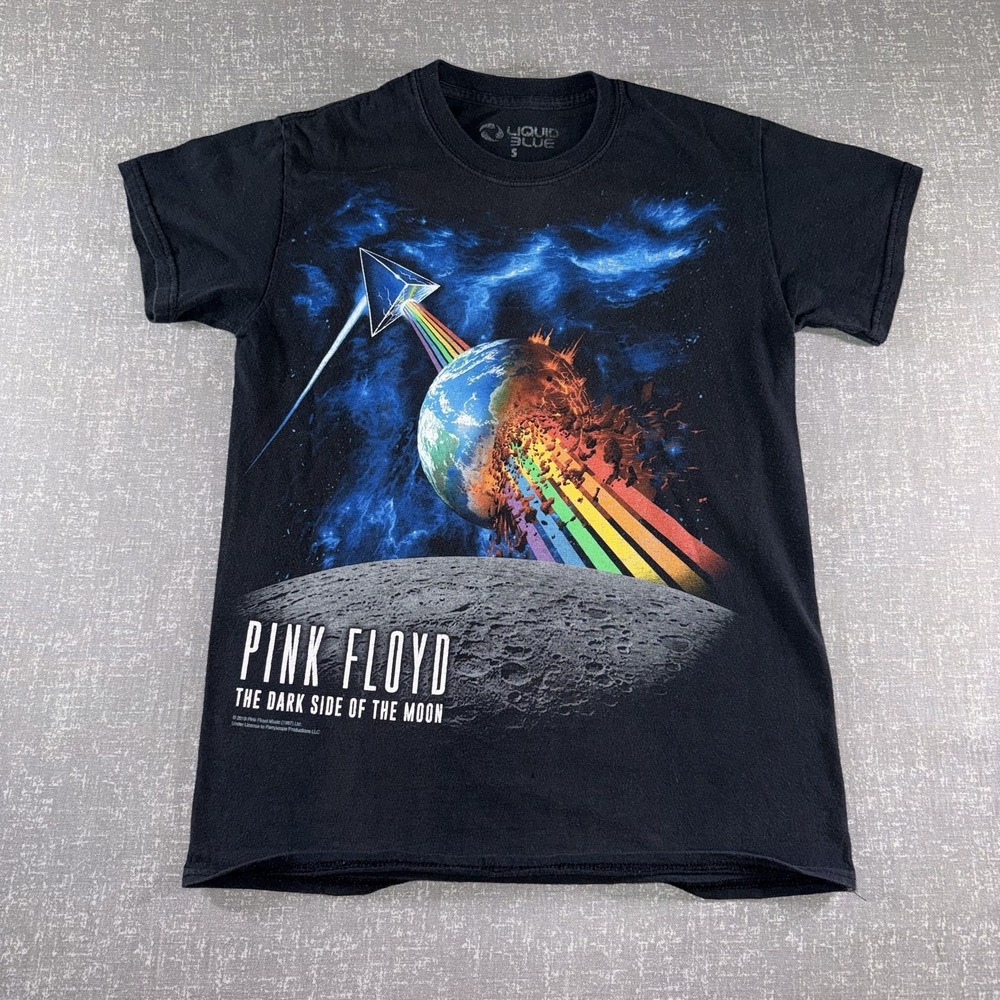 Pink Floyd Shirt Mens Small Black Dark Side Of The Moon Graphic Tee Liquid Blue